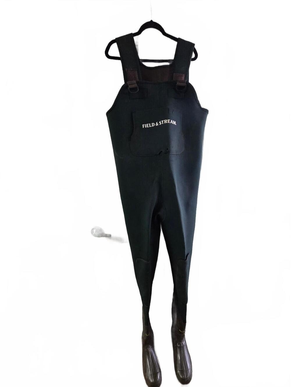 Field & Stream Black Chest Waders with Attached Rubber Boots